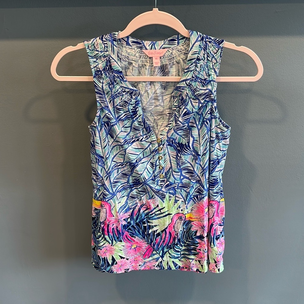 Lilly Pulitzer Women's XSmall  Pelican Jungle Flowered Multi-color Top